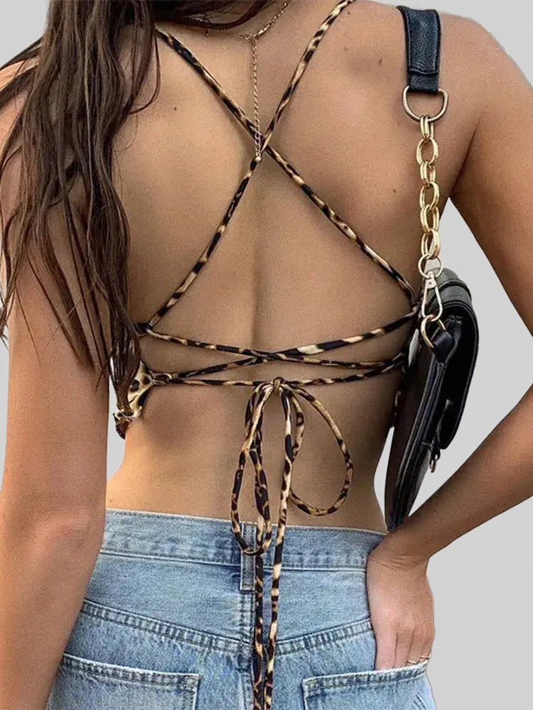 LUXEHAEVEN Leopard Backless Bralette